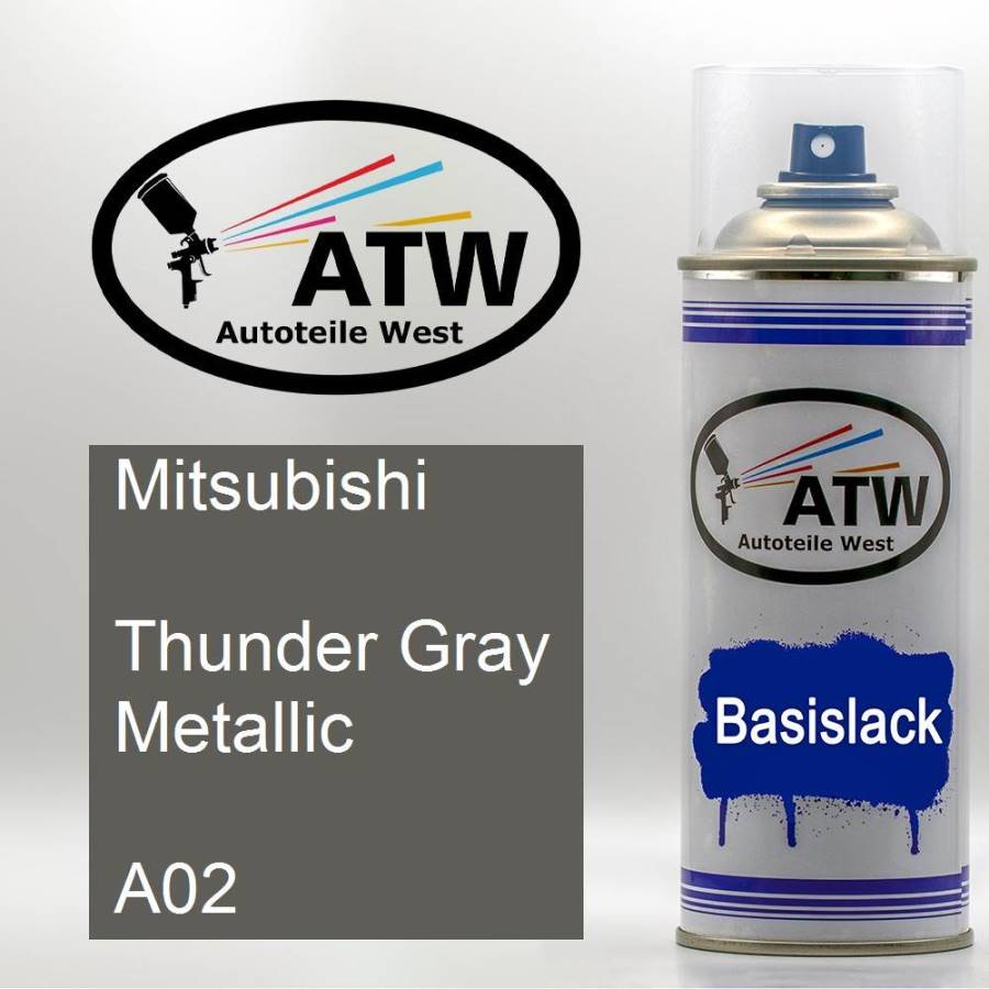 Mitsubishi, Thunder Gray Metallic, A02: 400ml Sprühdose, von ATW Autoteile West.